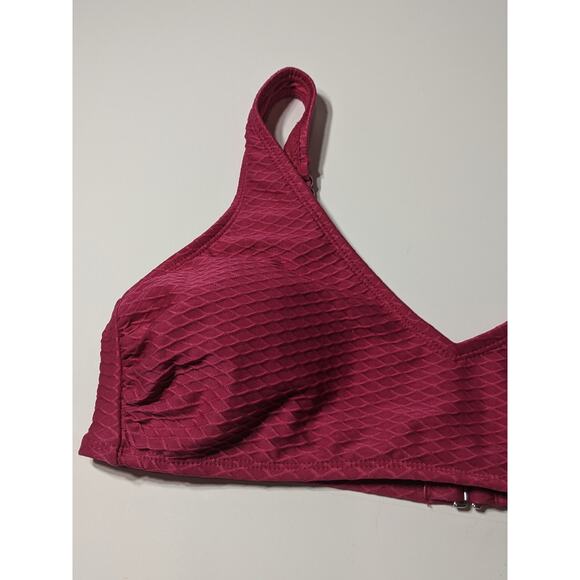 Xhilaration Bikini Top Textured V Neck Pink Juniors XL Bralette Swimsuit Beach - Picture 3 of 11